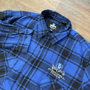 Cornwell Tools Black Blue Plaid Flannel Shirt Men's Sz XXL Workwear *READ